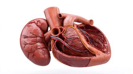 Human heart and kidney anatomy illustrating internal structure