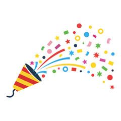 Confetti Cannon Burst A festive illustration of a confetti cannon releasing a colorful explosion of celebratory elements. The illustration captures a moment of joy and excitement.