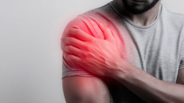 Man experiencing severe shoulder pain and injury