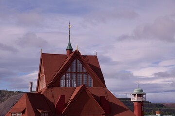 Kiruna, Sweden &ndash; August 19, 2025: The historic wooden Kiruna Church is being relocated to a new site as part of the urban transformation project. The church, originally built in 1912	