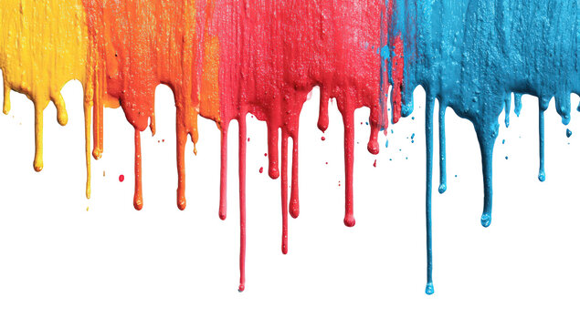 Colorful dripping paint streaks against black background
