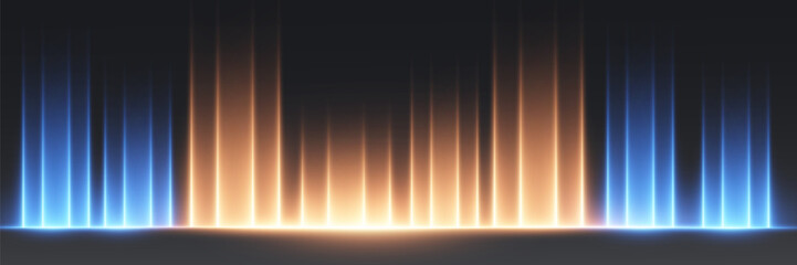 Futuristic equalizer light beams with neon glow effect.