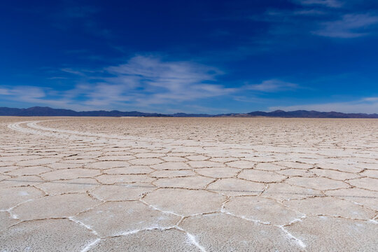 Geometric patterns of Salinas Grandes salt desert in Argentina Andes
