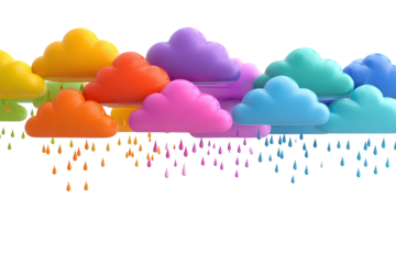 Colorful cartoon clouds with rain