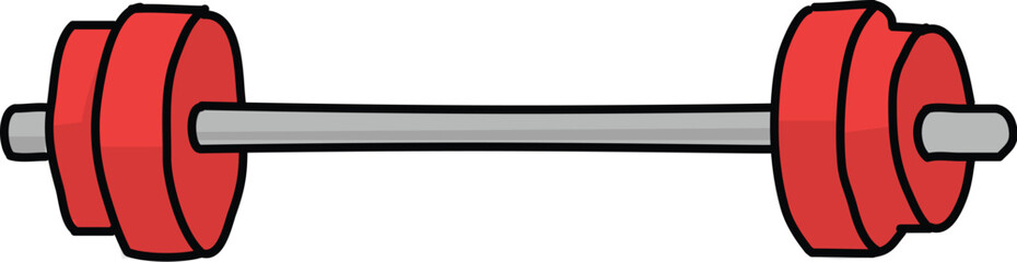 Red barbell weight for fitness and heavy strength training illustration