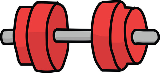 Cartoon red dumbbell illustration for fitness and gym workout