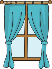 Modern window with white curtains and view of green garden trees