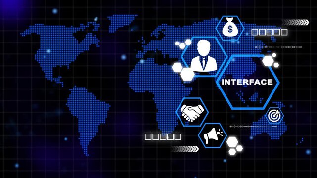 Global Business Interface Concept with Map and Infographic finance