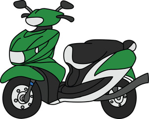 Green Motor Scooter Vector Illustration, Modern City Moped for Commute and Delivery Isolated on White