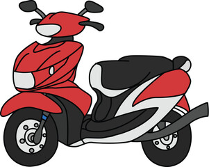 Red Motor Scooter Vector Illustration, Modern City Moped for Delivery and Commute Isolated on White