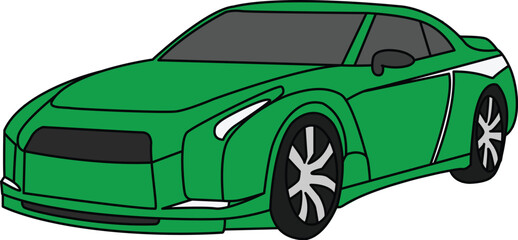 sports car illustration side view isolated on white background