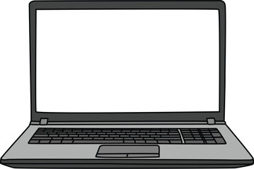 Laptop illustration with blank white screen isolated on white background.