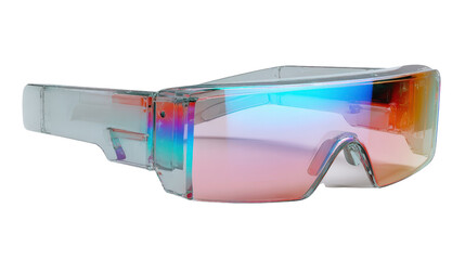 Futuristic eyewear with holographic display,Transparent background, PNG file