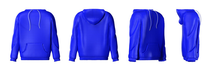 Blue hoodie isolated on white background - 3D illustration