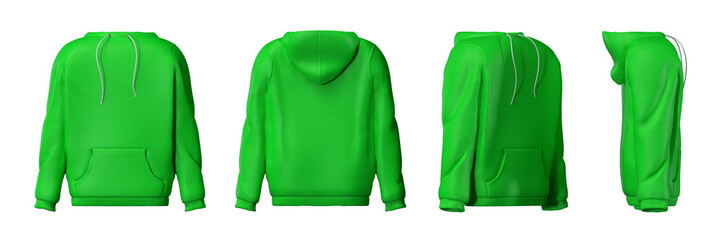 Green hoodie isolated on white background - 3D illustration