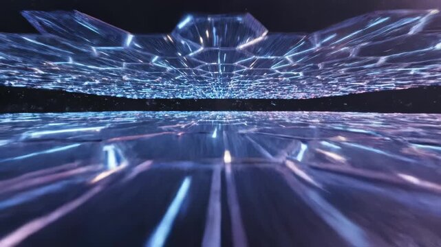 Abstract hexagonal grid with glowing lines