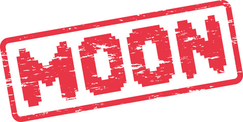 Red pixelated grunge moon stamp for celestial and night sky astronomy themes