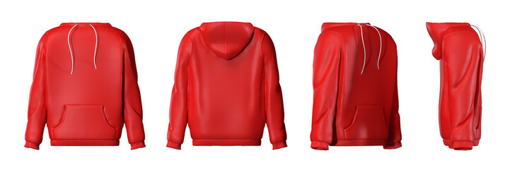 Red hoodie isolated on white background - 3D illustration
