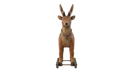 Wooden reindeer toy figurine isolated on Transparent PNG 2
