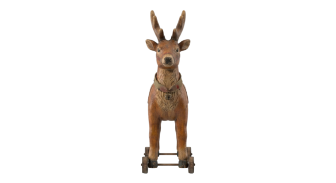 Wooden reindeer toy figurine isolated on Transparent PNG 2 - Powered by Adobe