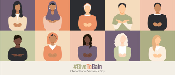 International Women's Day banner. #GiveToGain