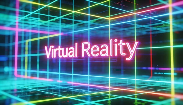 VR Grid Neon Background - Powered by Adobe