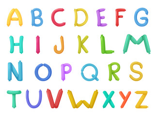 Balloon letters. Helium air balloons alphabet. Colorful bubbles letter for birthday, anniversary, party, festival decoration. Children elements sapid vector design