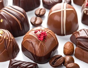 Obraz premium Assortment of gourmet treats, coffee beans, and chocolates