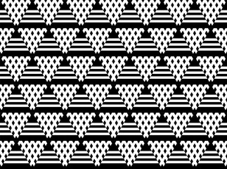 Abstract Seamless Geometric Diamonds and Triangles Pattern. Black and White Texture.