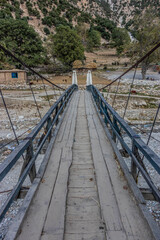 Obraz premium Wooden bridge in Rumbur valley in Khyber Pakhtunkhwa, Pakistan
