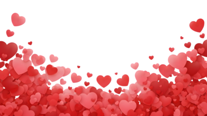 Red hearts isolated on transparent background