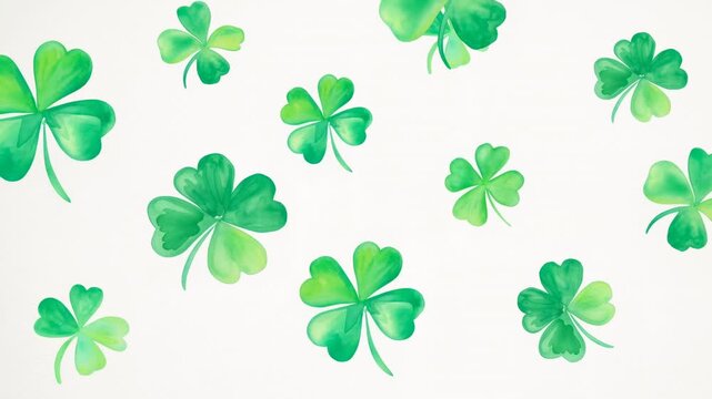 Whimsical Watercolor Green Shamrock Motifs Perfect For Festive Greeting Cards And Decorations