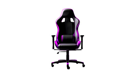 Racing-style gaming chair glowing purple Transparent background, PNG file