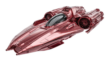 Racing spaceship metallic red Transparent background, PNG file