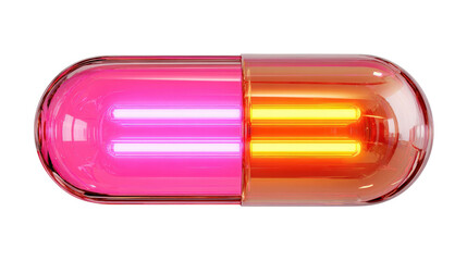 Radiant power capsule glowing light, Transparent background, PNG file