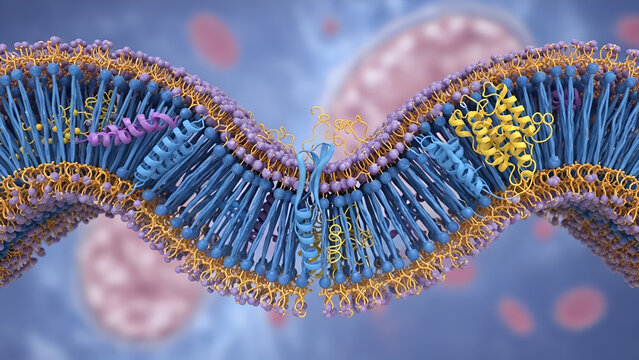 Cell Membrane Structure with Embedded Proteins