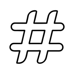 Fototapeta premium Hashtag symbol in minimalistic black outline design 