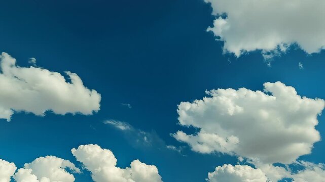 A stunning view of a wide open landscape featuring rolling hills and a bright blue sky dotted with fluffy white clouds. The natural setting provides a sense of tranquility and beauty.