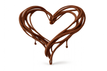 Abstract Rope Heart Shape Isolated on Black Background – Valentine Love Concept PNG