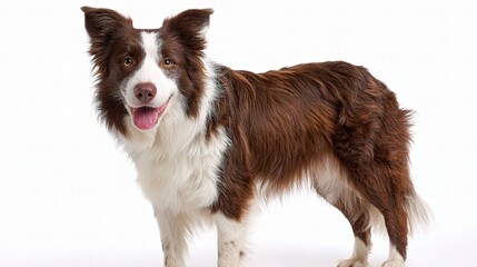 Loyal Companion: A handsome Border Collie, with its striking coat, stands confidently against the background, exuding intelligence and charm.