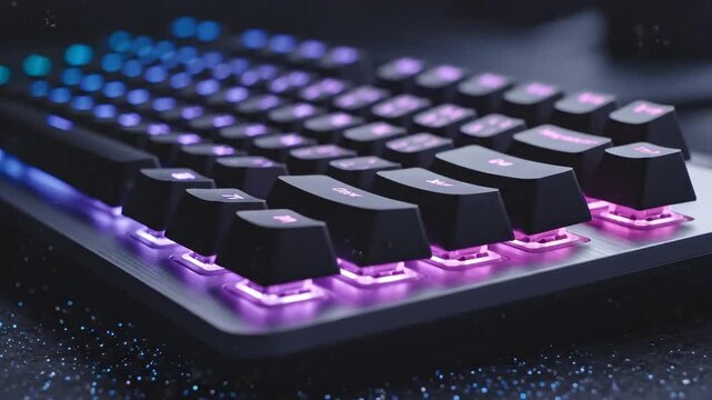 Closeup of illuminated mechanical keyboard