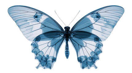 Surreal butterfly with x-ray style wings Transparent background, PNG file