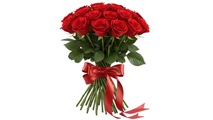 A large bouquet of red roses isolated on transparent background