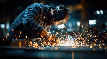 Welder at Work: A skilled welder focuses intently, sparks flying as they expertly manipulate their tools to join metal. A testament to industrial artistry and craftsmanship.
