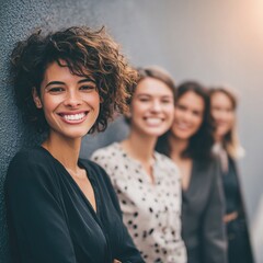 Confident Women's Collective: A striking group of diverse women exude empowerment and camaraderie, their radiant smiles and confident postures reflect a shared spirit of strength.