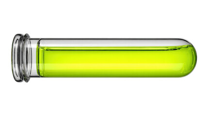 Test tube with luminous green liquidTransparent background, PNG file