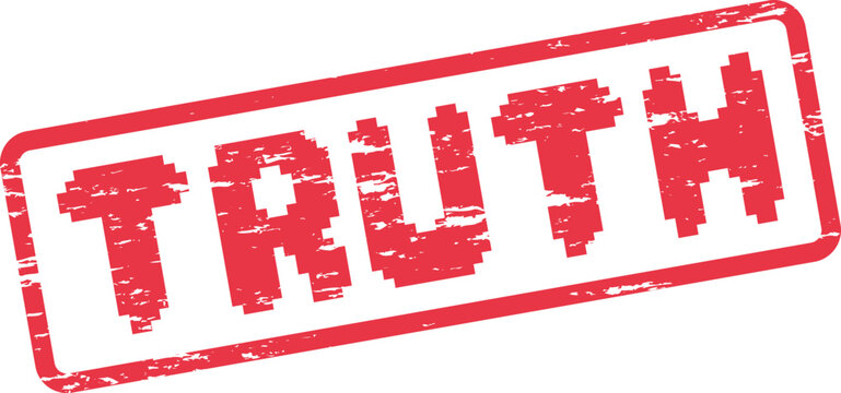 Powerful red TRUTH stamp showing a gritty distressed texture, perfect for authenticity and facts