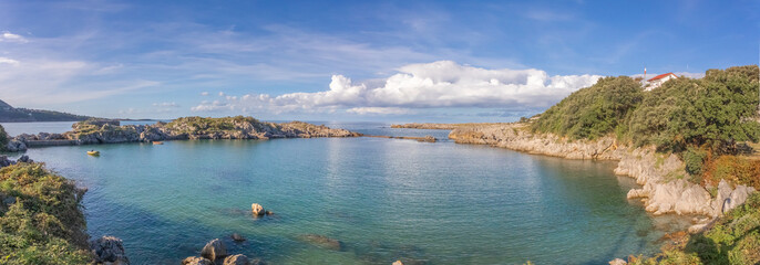 panorama of the sea in Castro-Urdiales,Cantabria,Playa de Arenillas.