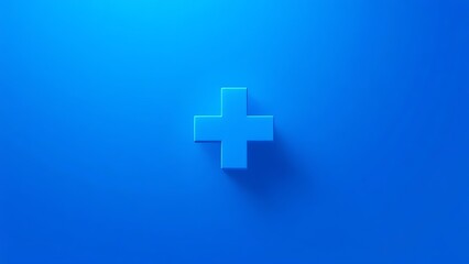 Fototapeta premium Abstract blue plus sign on gradient background, symbolizing growth and positive corporate development.