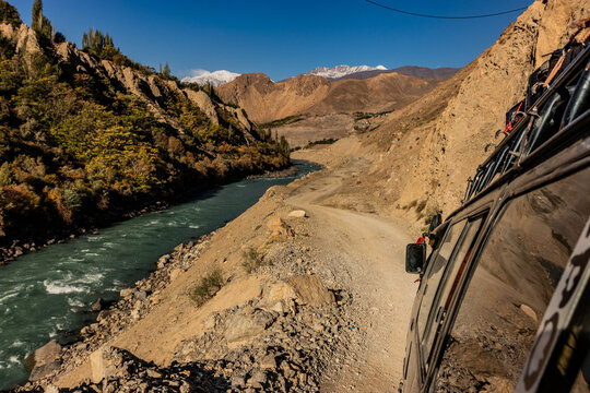 Gravel road in Upper Chitral valley in Pakistan